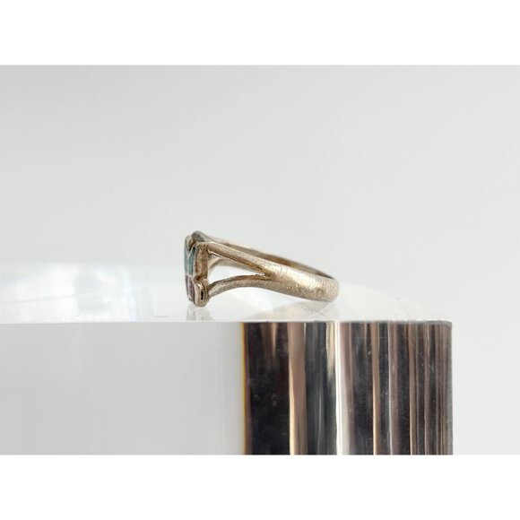 Crushed Turquoise & Coral Butterffly 925 Vintage Mexican Inspired Ring - sz 4.25 - Picture 6 of 9